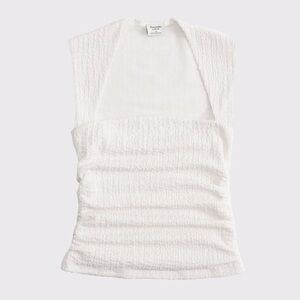 Abercrombie & Fitch White Textured Tank Top
